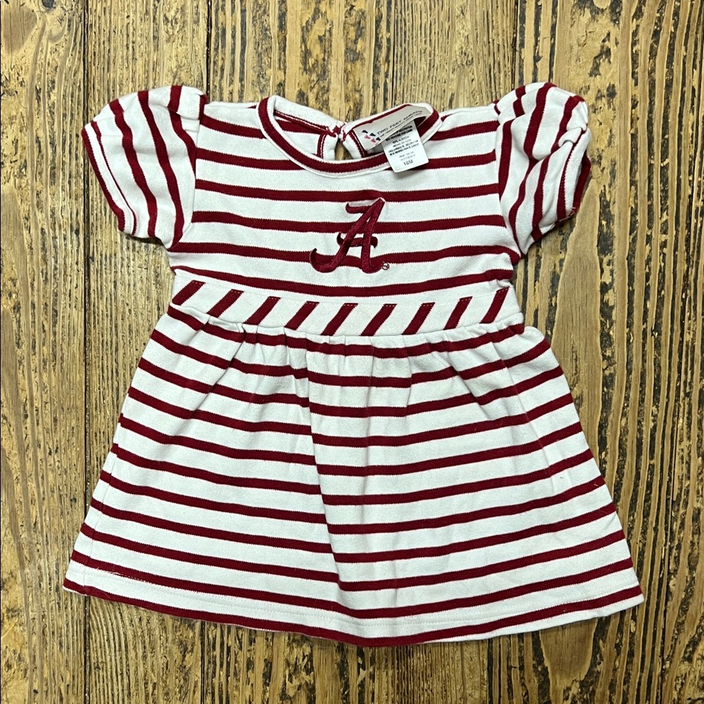 Charming Alabama Striped Kids Dress in Red and White